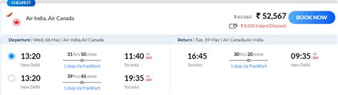delhi  torontovancouver canada cheap ticket   return    airline blog