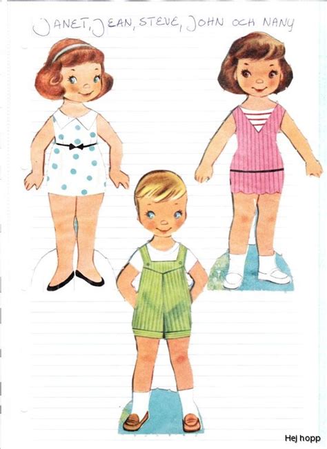 5 Børn Dollhouse Dolls Paperdolls Paper Dolls