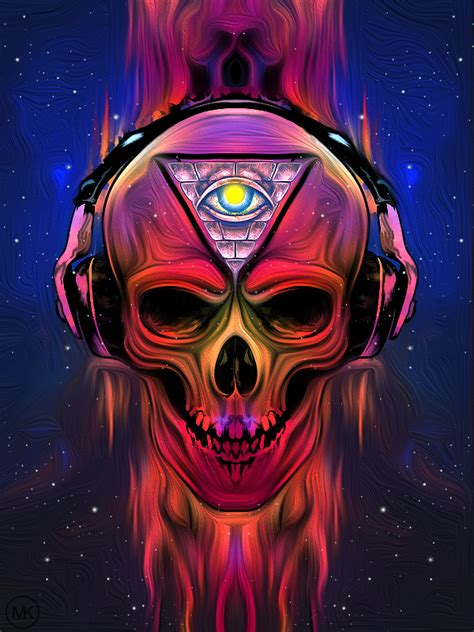 neon skull  maniakuk  deviantart