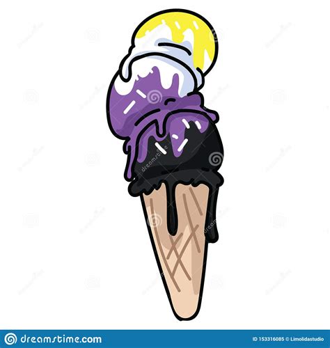 cute non binary ice cream cone cartoon illustration motif set lgbtq