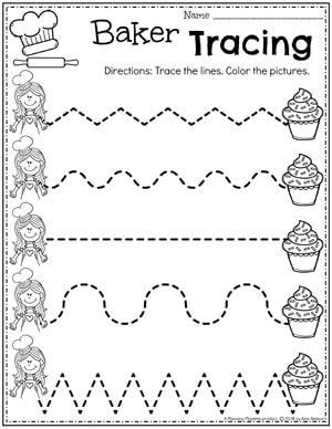 preschool cooking theme planning playtime tracing worksheets