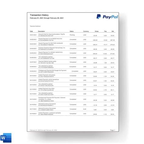 paypal statement statement template bank statement word template