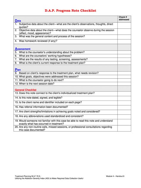 dap progress note checklist fill  sign printable template