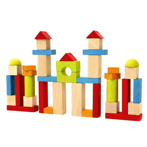 blocs de construction  pieces en bois multicolore jeujura la redoute