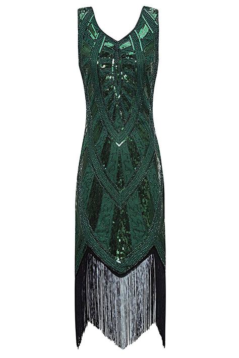 1920s great gatsby charleston party costume sequin tassel flapper dress