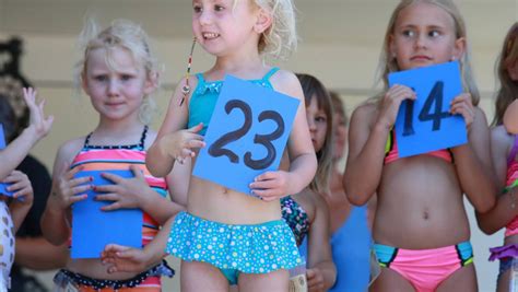 beach beauty pageants divide opinions   year olds parade  stage