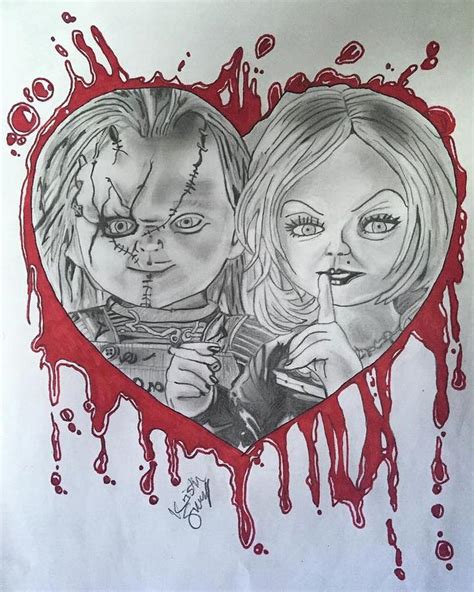Chucky And Tiffany Drawing By Kristin Salley
