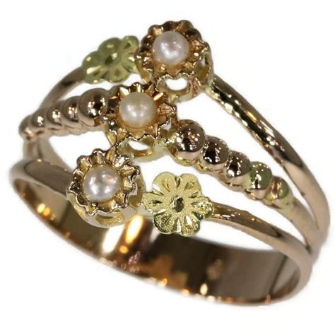stijlvolle franse gouden ring afgewerkt met parels catawiki