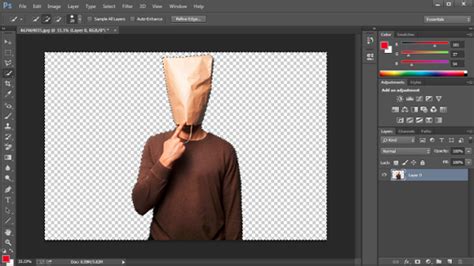 man   paper bag   head  shown   image   appears