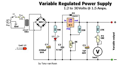 build  va variable regulated power supply circuit electronic circuits diagram
