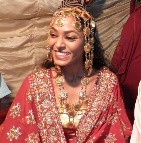 Nubian Bride Dressed In The Traditional Red And Gold Traditional