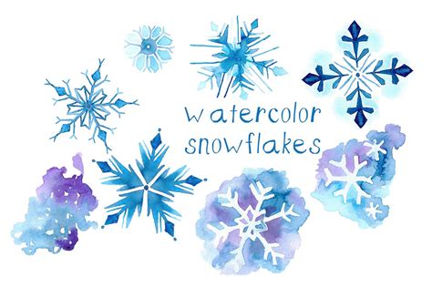 watercolor snowflake illustrations illustrations creative market