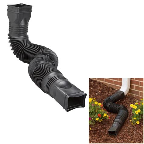 black flexible downspout extension gutter connector rainwater drainage    inches