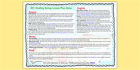 healthy eating lesson plan ideas ks1 primary resources