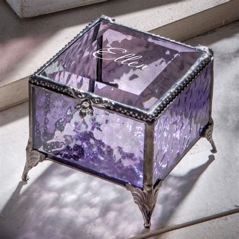 Personalized Purple Glass Box Decorative Vanity Display