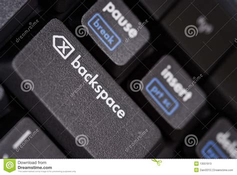 close    backspace key stock image image  plastic black