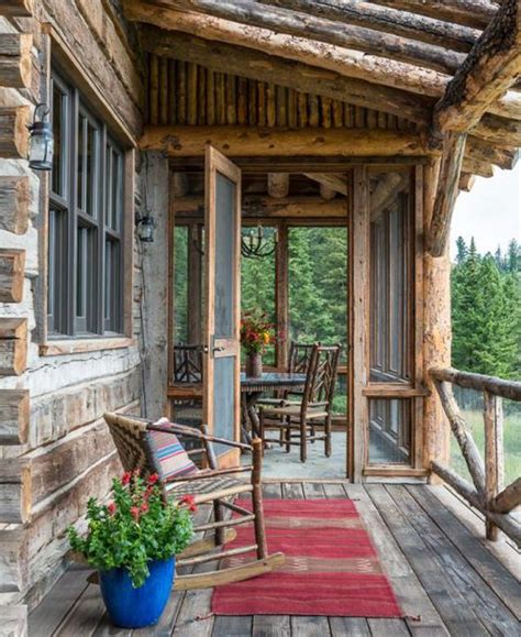 rustic porches images  pinterest cozy cabin log cabins  wood cabins