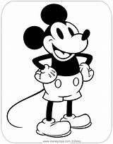 Mickey Coloring Classic Mouse Pages Standing Disneyclips Hips Hands Funstuff sketch template