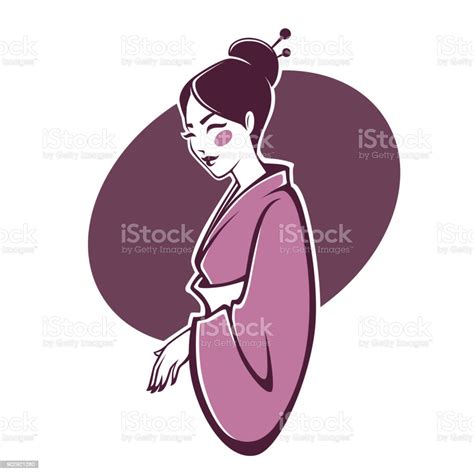 vector portrait of beautiful geisha for your icon label emblems with