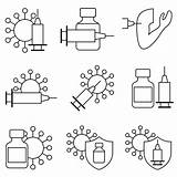 Vaccination Icons Syringe Ampoule Ampoules sketch template