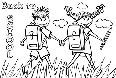 colouring page boy  girl    school rooftop post printables