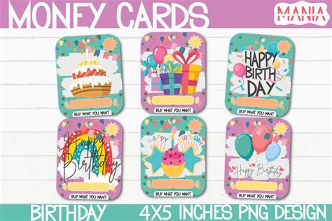 happy birthday money card png design printable