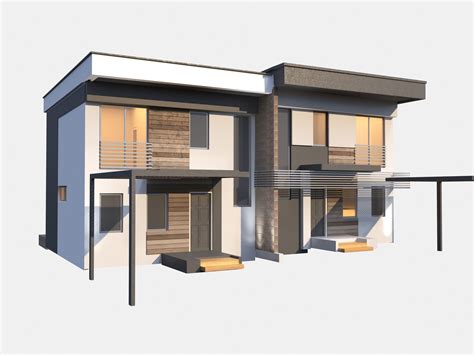 modern duplex house model contemporary  model cgtrader