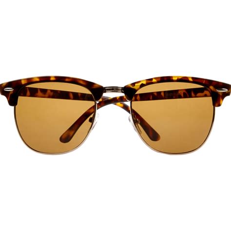 river island brown tortoise shell half frame sunglasses in