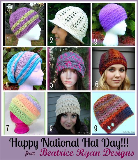 happy national hat day  crochet hat patterns  beatrice ryan
