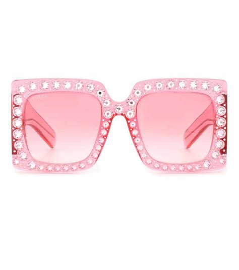 hollywood forever crystal embellished oversized sunglasses in pink