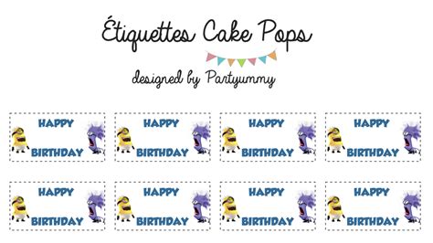 etiquettes minions pour cake pops à télécharger miniond labels cake pops free printable en 2019