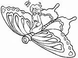 Coloring Butterfly Thumbelina Fairy Pages Riding Ws sketch template