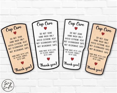 tumbler care instructions care card tumbler care card etsy