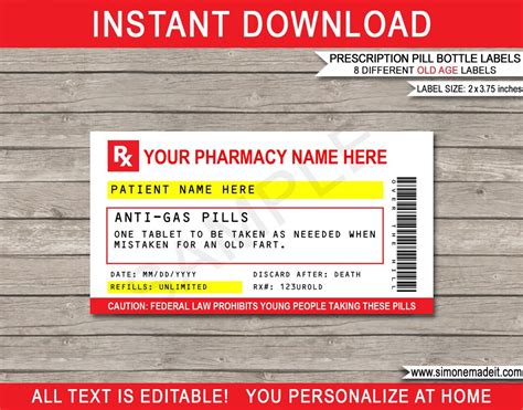 rx label template  word pill bottle label pto today