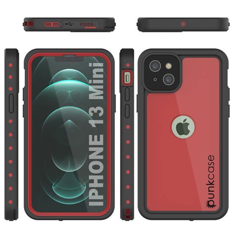iphone  mini waterproof ip case punkcase red studstar series