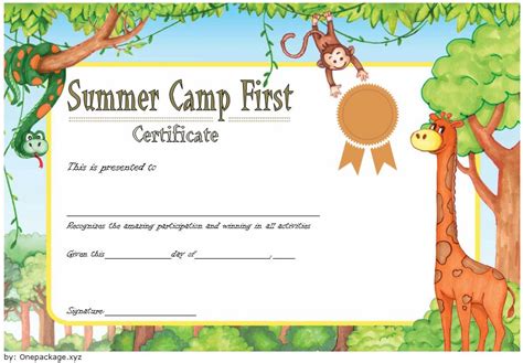 printable summer camp certificate template  template printable