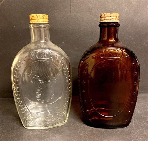 vintage lot  embossed log cabin syrup bicentennial  etsy  glass bottles vintage