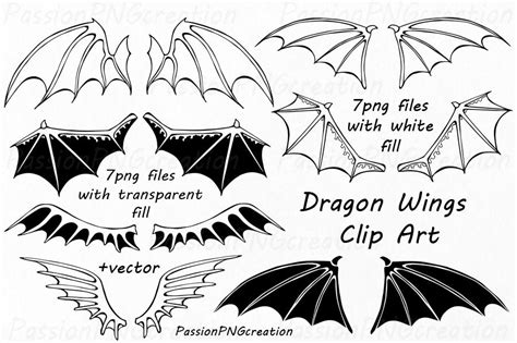 dragon wings clipart doodle wings clip art hand drawn bat etsy