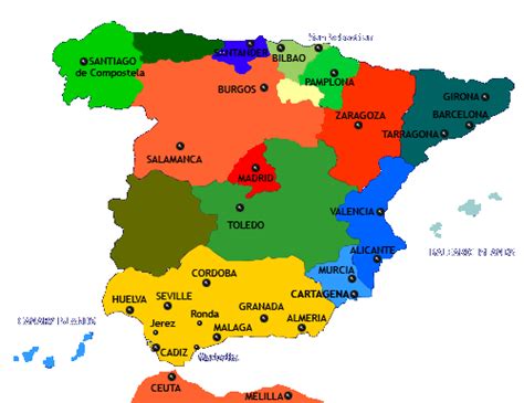 major cities  spain map cities  towns map