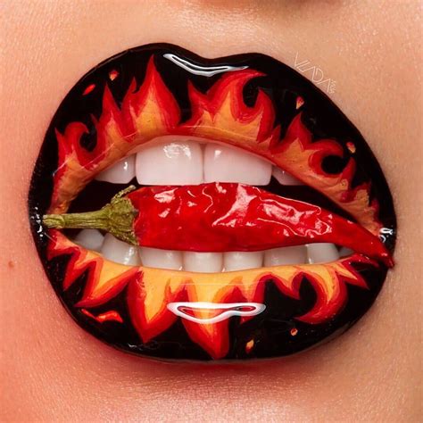 lip art spicy hot picante chile lip art makeup lipstick art cute
