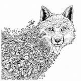 Wolf Animorphia Volwassenen Rocks Sheets Mandala Wolves Doodle Invasion sketch template