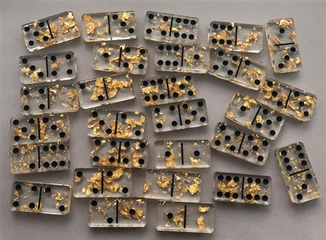domino set  dominoes gold leaf resin dominos double  etsy