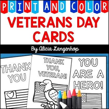 veterans day   cards print color  mskinderhop tpt
