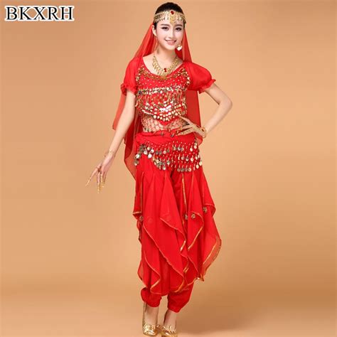 2017 belly dancing costumes 5pcs top and pants and waist chain and tire