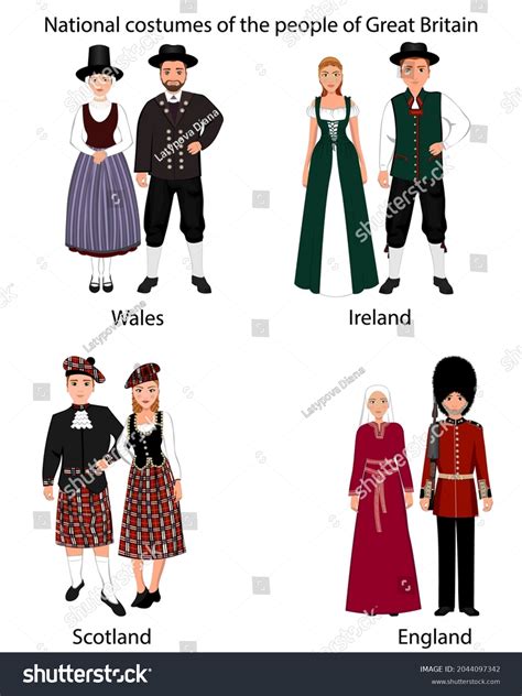 national clothes traditional costume european set vector illustration