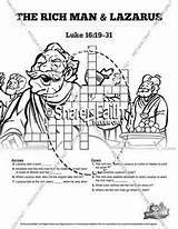 Crossword Lazarus Luke Puzzle Parable Sermon Beatitudes sketch template
