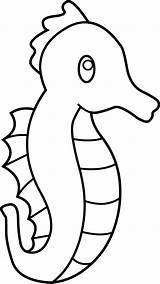Seahorse Clip Outline Sea Horse Clipart Cute Line Template Seahorses Drawing Lineart Cliparts Animals Coloring Ocean Fish Easy Pages Graphic sketch template