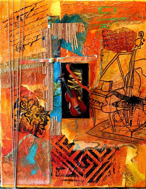 abstract collage 1 mixed media by yvonne feavearyear