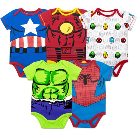 marvel marvel baby boys  pack onesies  hulk spiderman iron
