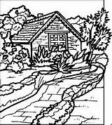 Cabin Log Woods Template Coloring Pages sketch template